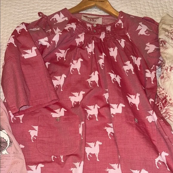 Pink & Cream Matching Girls Set Pegasus and Fairy Prints size 10 years